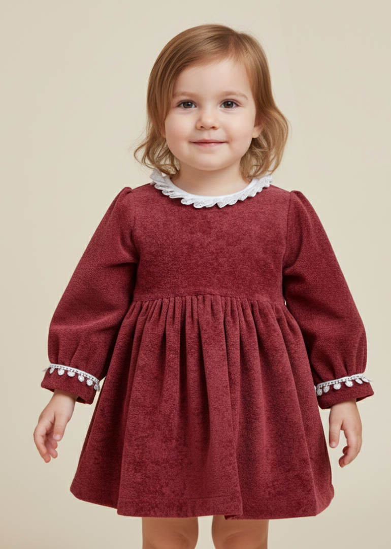 Girls Burgundy Corduroy Dress