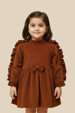 Cocoa Ruffle Bow Dress for Girls