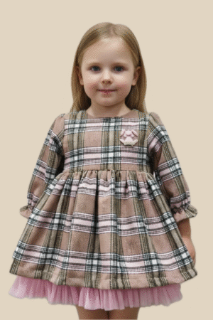 Blush Plaid & Tulle Dress for Toddlers