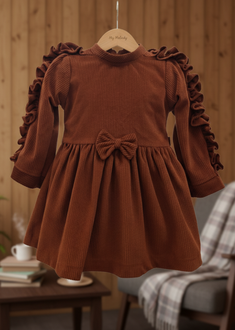 Cocoa Ruffle Bow Dress for Girls - Image 3