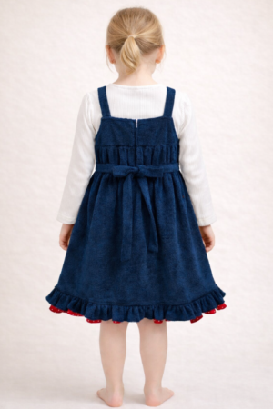 Navy Jumper Dress with White Top Set