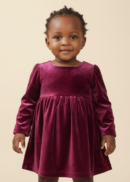 Berry Velvet Dress with Tie Waist