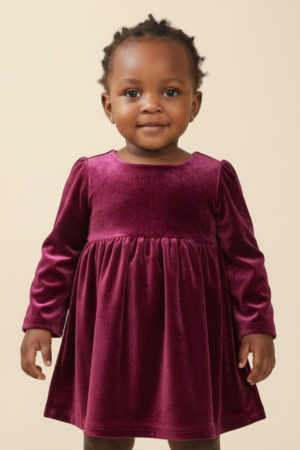 Berry Velvet Dress with Tie Waist