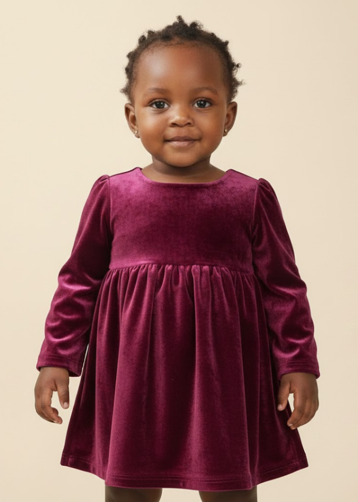 Berry Velvet Dress with Tie Waist