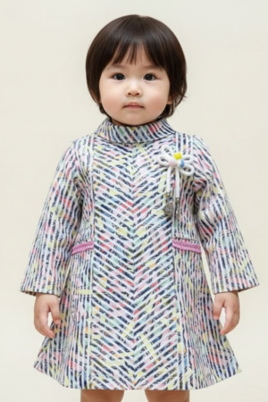 Watercolor Stripe Dress with Collar