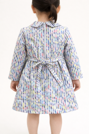 Watercolor Stripe Dress with Collar